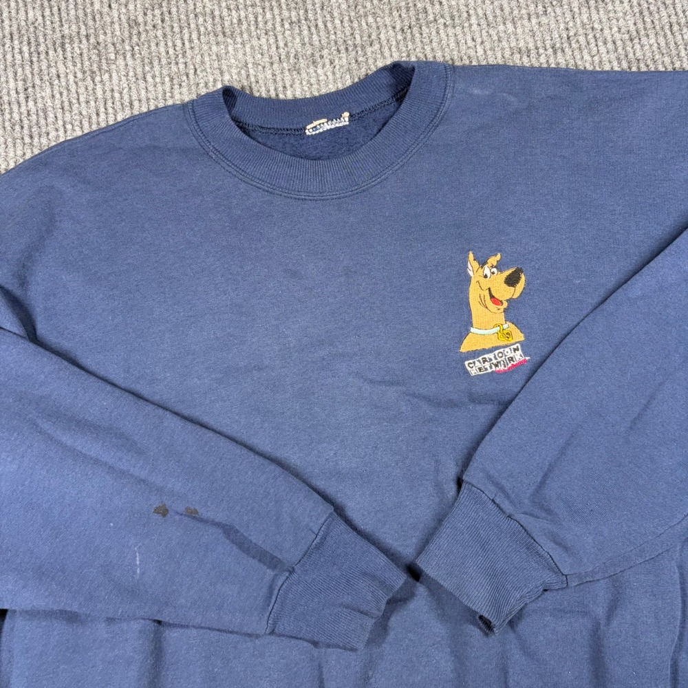 Vintage Cartoon Network Sweatshirt Men's XL Scooby Doo Embroidered Navy Blue